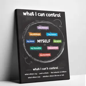 "What I Can Control" Mental Health Canvas Print, Self-Care & Mindfulness Wall Art, Decor for Classroom, Therapy Office, Bedroom, Home Office, Dorm