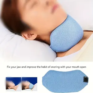 Breathable Mesh Anti-Snore Chin Strap for Better Sleep – Unisex Neck Support Band  Sp Snoring, Improve Sleep Quality, and Prevent Airway Irritation, Comfortable Blue Design for Quiet Rest, Snoring Device*2G