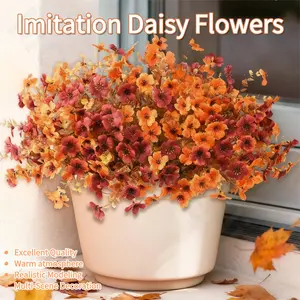 8 packs Artificial Flowers for Outdoor Decoration,Faux Daisy Flowers for Fall Decor,Artificial Plants,Realistic Eucalyptus Leaves Silk Mums Fake Plants for Garden Pot,Front Porch,Courtyard,Patio,Lawn, flower decoration