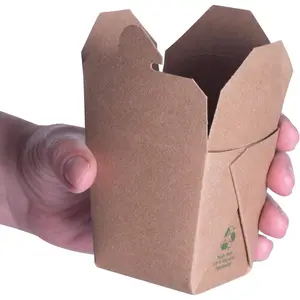 Recyclable 8oz Brown Chinese Take Out Boxes 50pk. Leakproof Greaseproof To Go Containers For Restaurants Event Parties  Service.  Value Bulk Pack Microwaveable and Stackable Meal Pails.
