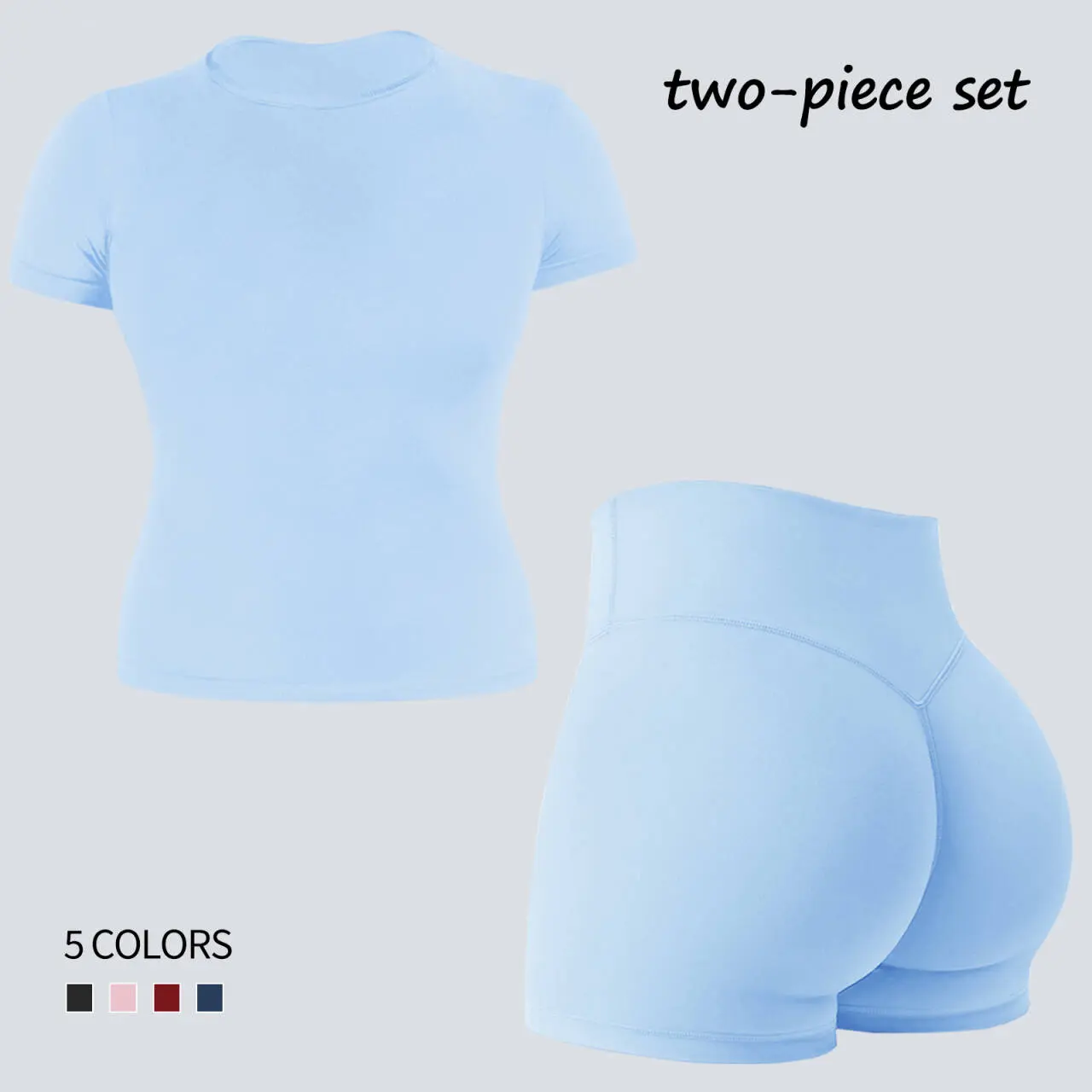 Jetjoy Womens Workout Sets 2 Piece,Gym Sets for Women 2 Piece Seamless Short Sleeve Tank Top Hidden Scrunch Shorts athleisure Fitness & Casual Wear Yoga Outfits Gym Tracksuit summeroutfit