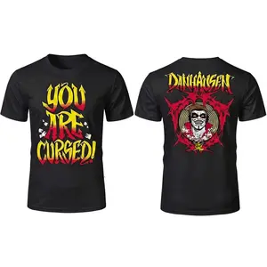 2026 New Danhausen You Are Cursed T-shirt Summer Breathable Quick Drying Wrestler Tee Retro Washed 230gsm Cotton Streetwear Style Unisex T-Shirt high Street Retro Style Casual Fashion Fashionable Outdoor Wear Simple Design