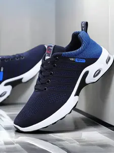 Men's Large Size Comfortable Soft Sole Sneakers, Sporty Sneaker, Breathable Mesh Flyknit Sport Shoes, Fashion Casual Commuter Shoes, All Seasons, Breathable Sports Sneakers
