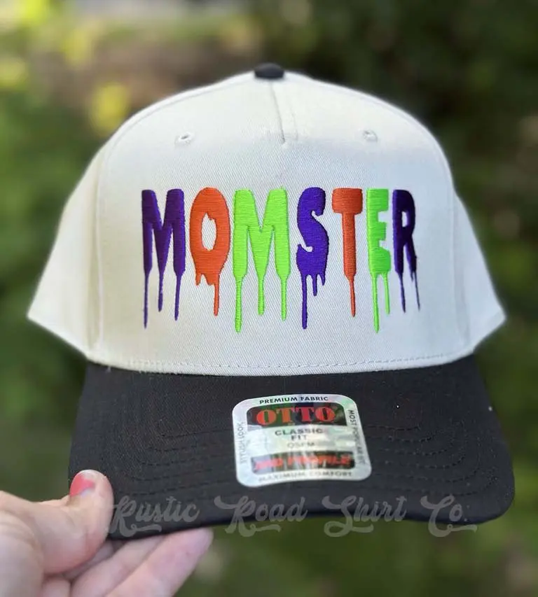 Momster Halloween Trucker Hat, Halloween Embroidered Hat, Halloween Mom Hat