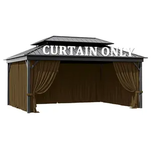 Curtains Only – 12x16 FT Outdoor Gazebo Replacement Curtains, Waterproof, 4-Panel Privacy Sidewalls with Hanging Rings & Double Zipper, Frame Not Included, Patio Backyard