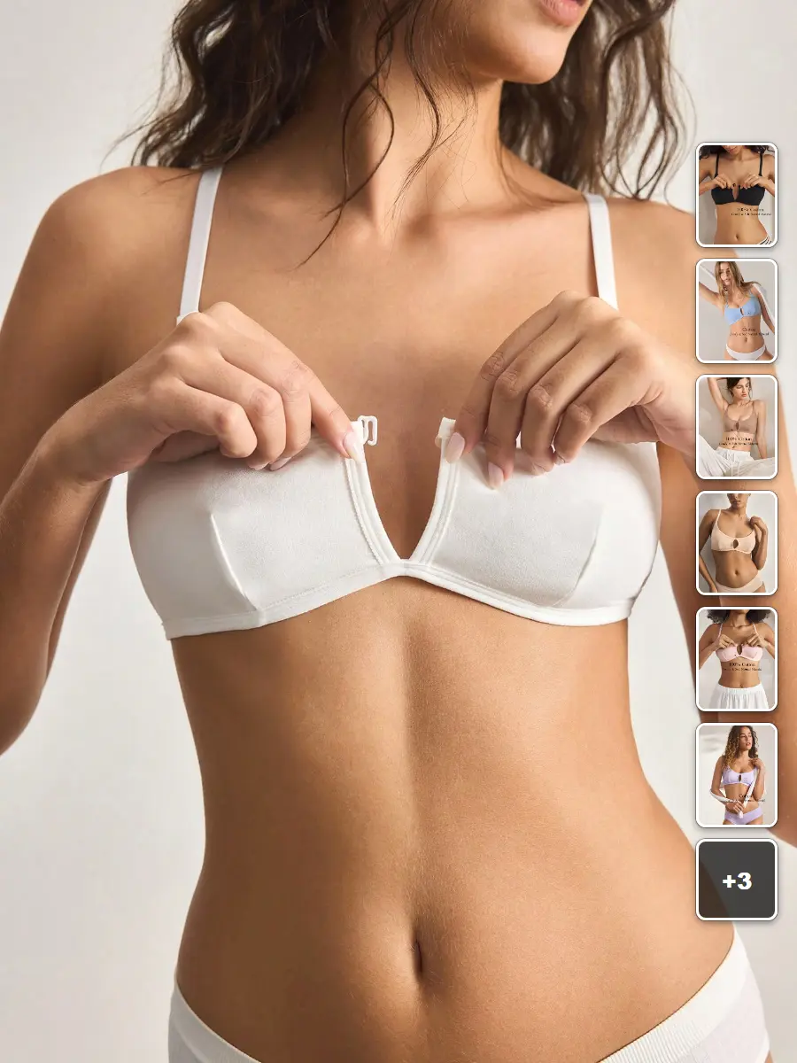 Front Closure Bra 100% Cotton Soft Minimalist Everyday Comfort Lounge