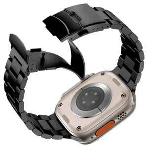 Interlocking Titanium & Rubber Sport Band, Two-Tone Link Design, Butterfly Deployant Buckle, Ultra-Modern Watch Strap