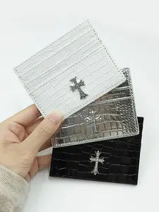 Luxury Crocodile Pattern Card Holder Wallet, Dual-Sided Functional Leather Coin Purse, High-End Practical Card Case