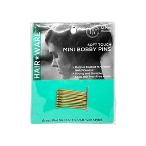HairWare Blonde Rubberized Mini Bobby Pins - 12ct