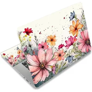 Laptop skin sticker decal, 16.5 17 17.3inch laptop netbook PC notebook Universal Vinyl reusable skin sticker cover personalized art case protector, flowers plants