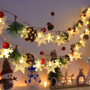 Viral Enchanted Forest Lights! Snowflake Pinecone Berry Garland with Warm LEDs - All-in-One Indoor/Outdoor Decor for Stairs, Mantel & Christmas Tree. A Must-Have!