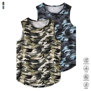 Men's Camouflage Sleeveless Tank Top Set - Breathable Crew Neck Casual Shirt, Camo Print, Machine Washable Durable Fabric for Outdoor & Beach Activities, Perfect Spring Break & Summer Vacation Apparel
