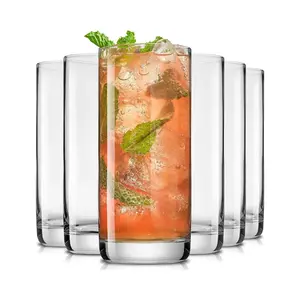 JoyJolt Faye 13oz Highball Glasses, 6pc Tall Glass Sets. Lead-Free Crystal Drinking Glasses. Water Glasses, Mojito Glass Cups, Tom Collins Bar Glassware, and Mixed Drink Cocktail Glass Set