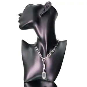 AAJ Luxe Jewels Silver Tone Pave Y-Link Chain Lariat Necklace for Elegant Occasions