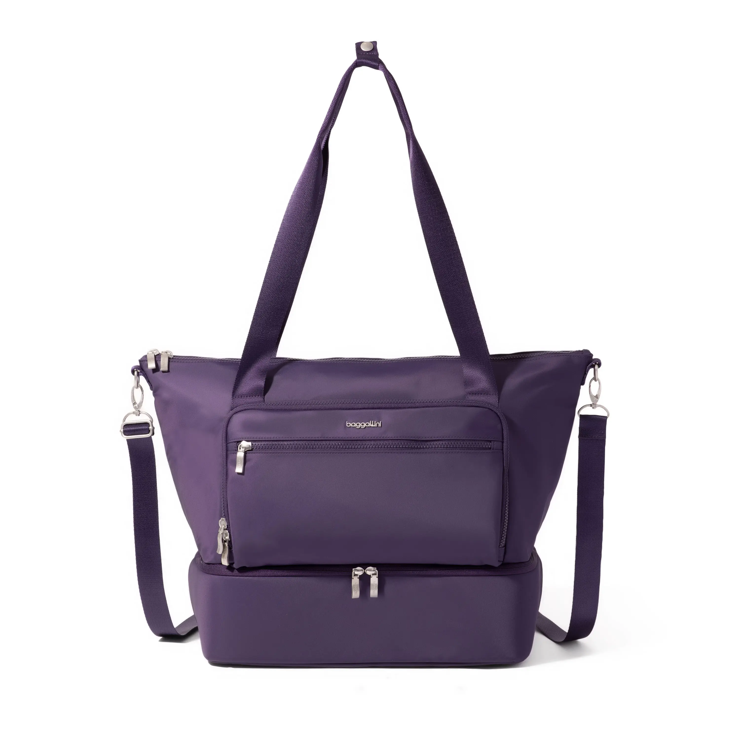 Baggallini Park Ave Chic Women's Overnight Tote, a Multi-Compartment Travel Purse with an RFID Pocket & Luggage Handle Sleeve