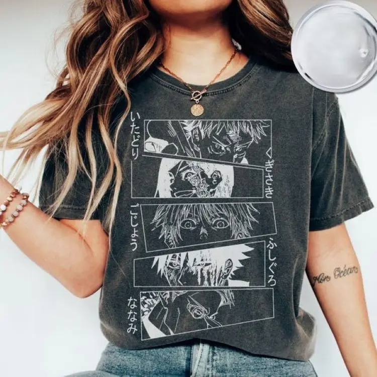 Comfort Colors Jujutsu Kaisen Anime Shirt, Cute Anime Lover Apparel Gift for Anime Lover Streetwear JJK Shirt