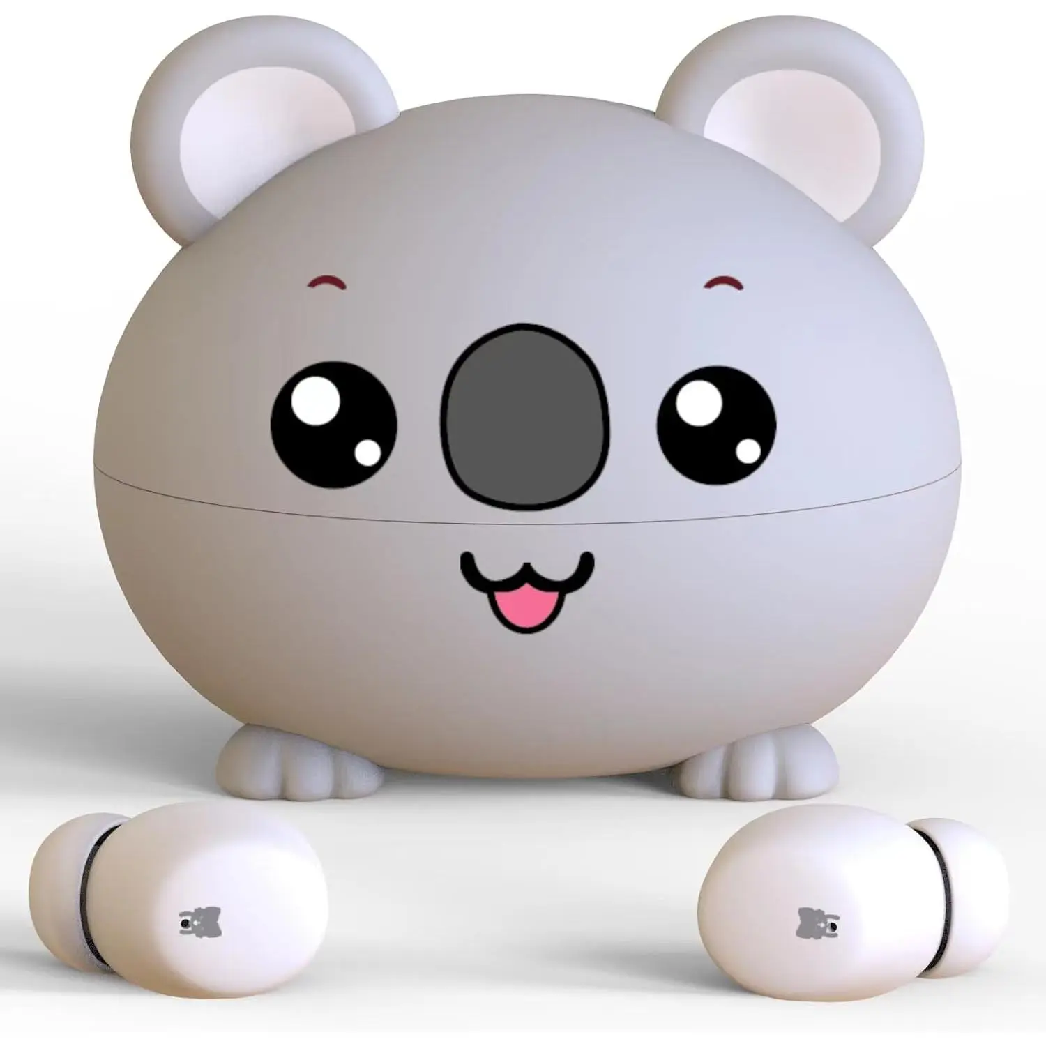 SQ-HPS026 Kids Bluetooth Earbuds (Adorable Koala Design) - 85dB Volume Limited, Safe Material, Lightweight, Touch & Button Control, Built-in Mic, 30H Playtime, Audio Device, Fast Charging, Stable Connection, 3 Earcips (S/M/L) for School, Headset, Fastchar