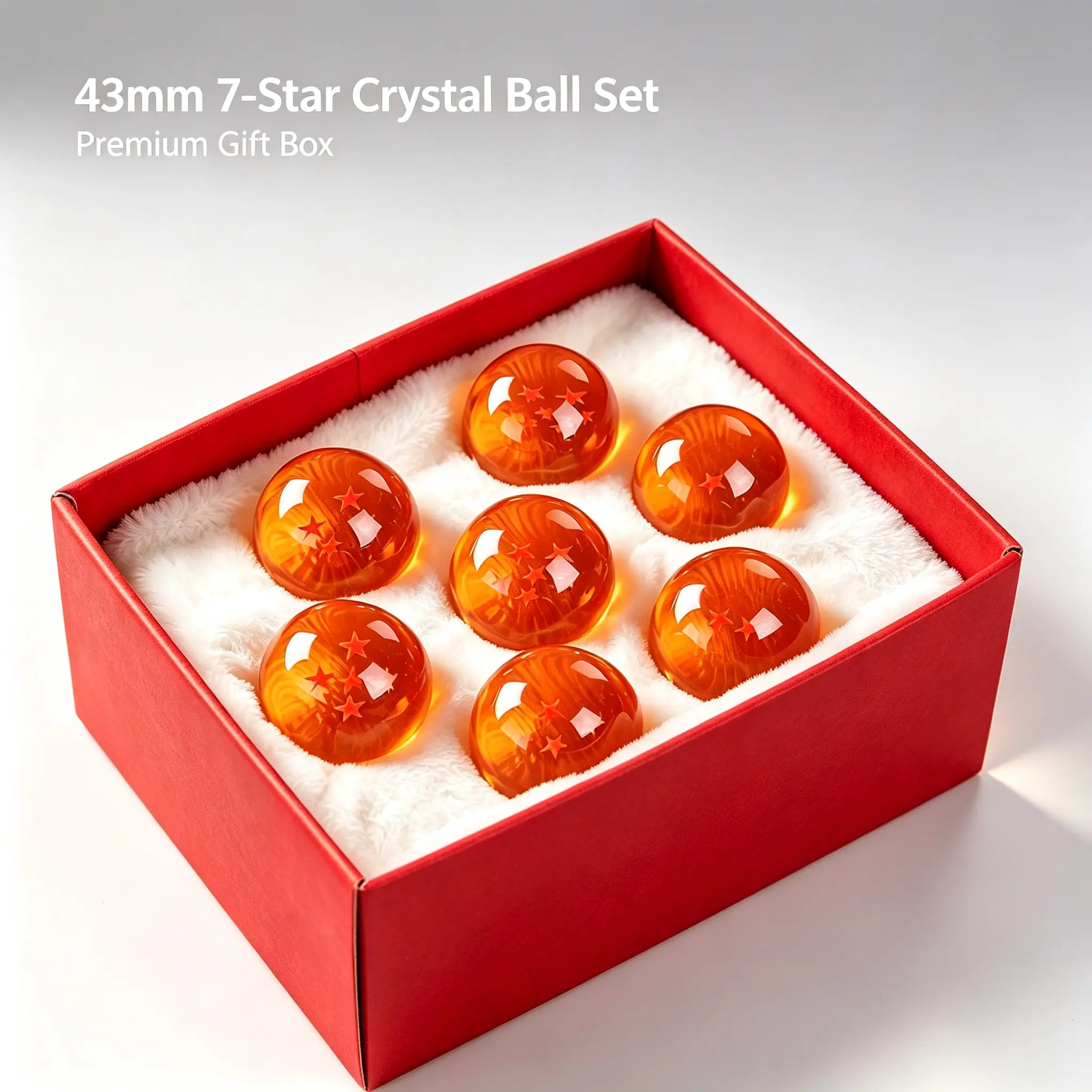 7-Piece 76mm High Transparency Acrylic Crystal Star Ball Set with Premium Gift Box, Anime Themed Collectible Figurine, Resin Ornament for Home Desktop Decor, Ideal Gift for Anime Fans, Kids, Adults, Hobbyists & Collectors for All Occasions