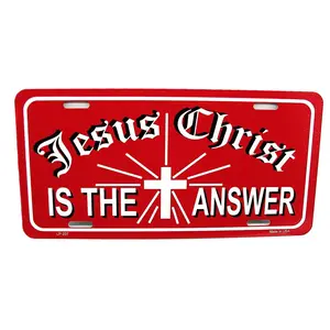Jesus Saves Cross Decorative License Plate Christian Faith Religious Car Tag Inspirational Auto Plate Lightweight Aluminum Pre Drilled Holes Easy Installation