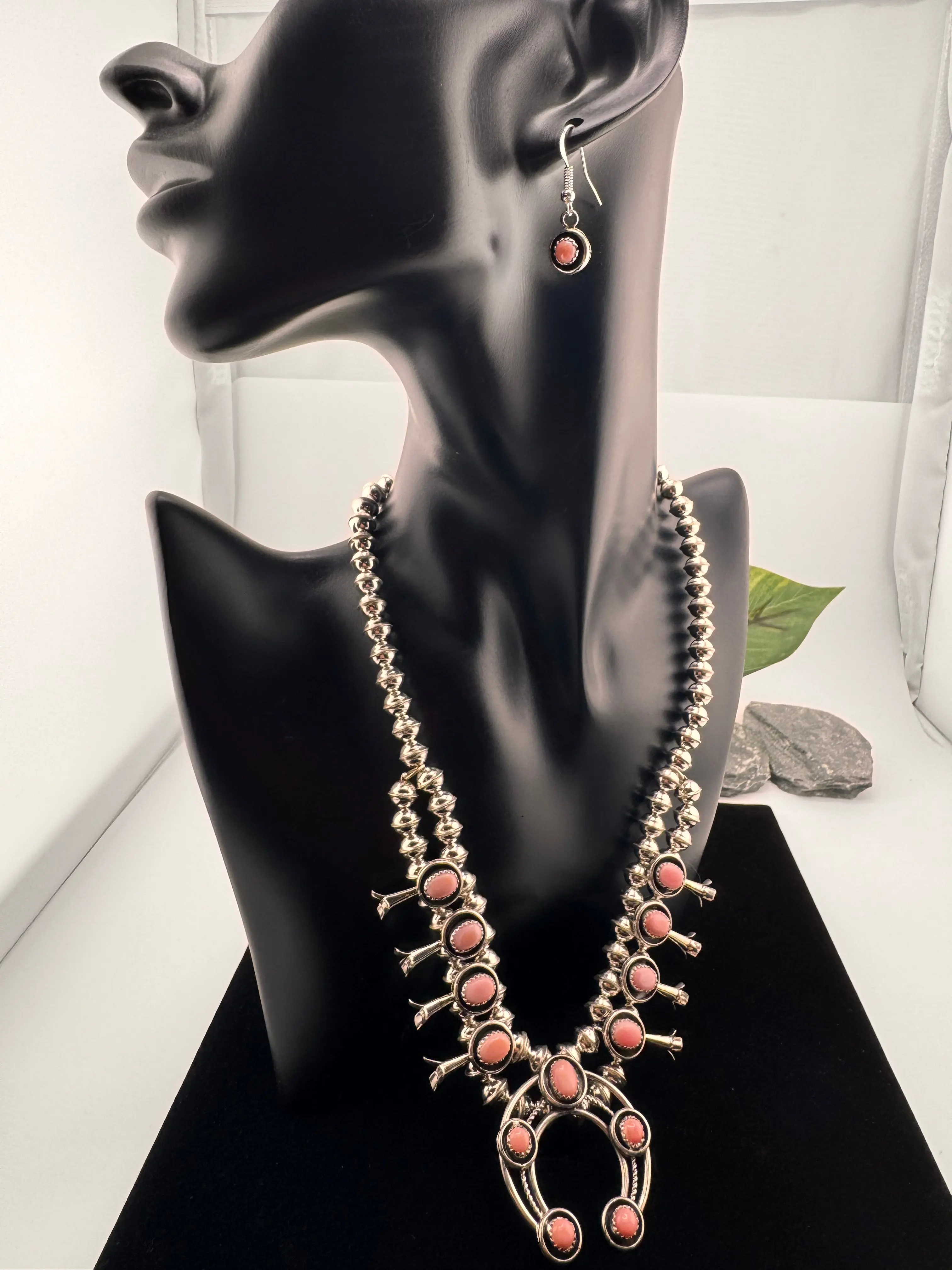Phil & Lenora Garcia Queen Couch Squash Blossom Necklace & Earrings Set