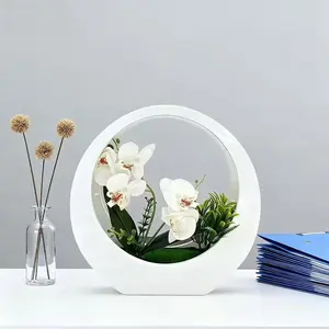 Artificial Phalaenopsis Orchid Plant, Moon-Shaped Pot, Elegant Bloom, Home Office Décor, Ideal for Weddings Engagements