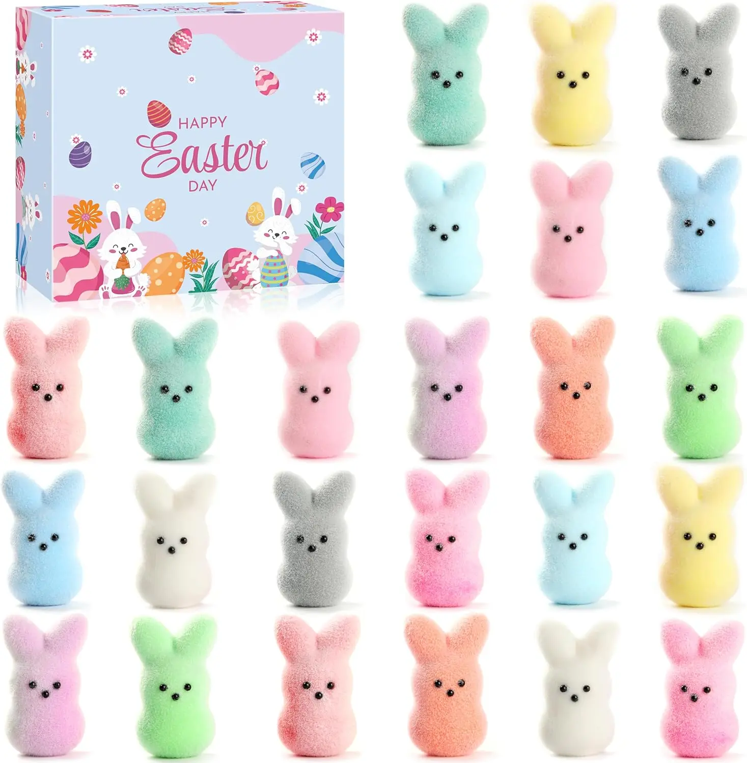 24 Pack Easter Bunny Squishy Stress Balls – Realistic Bunny Squishies for Kids, Easter Egg Fillers, Party Favors, Classroom Prizes, Basket Stuffers, Sensory Toys, Easter Decorations & Gifts