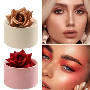 3D Rose Blush Highlighter, Natural Glow, Small Petal Design, Easy Application, Long-Lasting Formula, Perfect for Daily Use