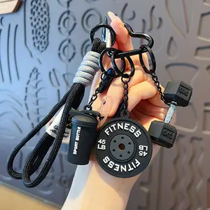 Creative DIY Sports Barbell Keychain, Casual Solid Pattern Bag Charm, All Seasons Fashion Accessory, Perfect Gift for Couples, Keychain for Bags