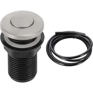 Garbage Disposal Air Switch Kitchen Sink Top Long Stainless Steel Brushed Nickel Long 32mm/1.26 inch for Food and Waste Disposal On/Off Air Button Parts