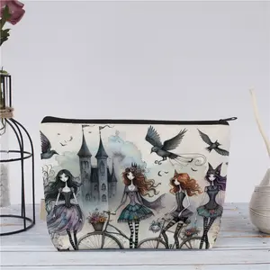 Dark Fantasy Girl Theme Canvas Zipper Makeup Bag Cosmetic Bag, Durable and Fade-Resistant, Unique and Elegant Design, Portable and Practical Gift