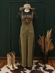 Western Fringe Wide-Leg Overalls