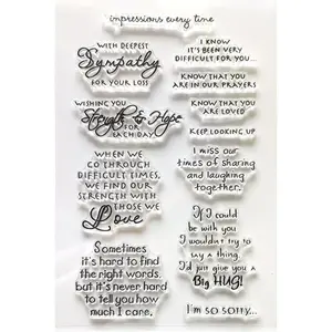 Words Letters Clear Stamps for Card Making Blessing Sympathy Comfort Missing Sentiment Rubber Stamp for DIY Scrapbooking Album Decoration Paper Craft