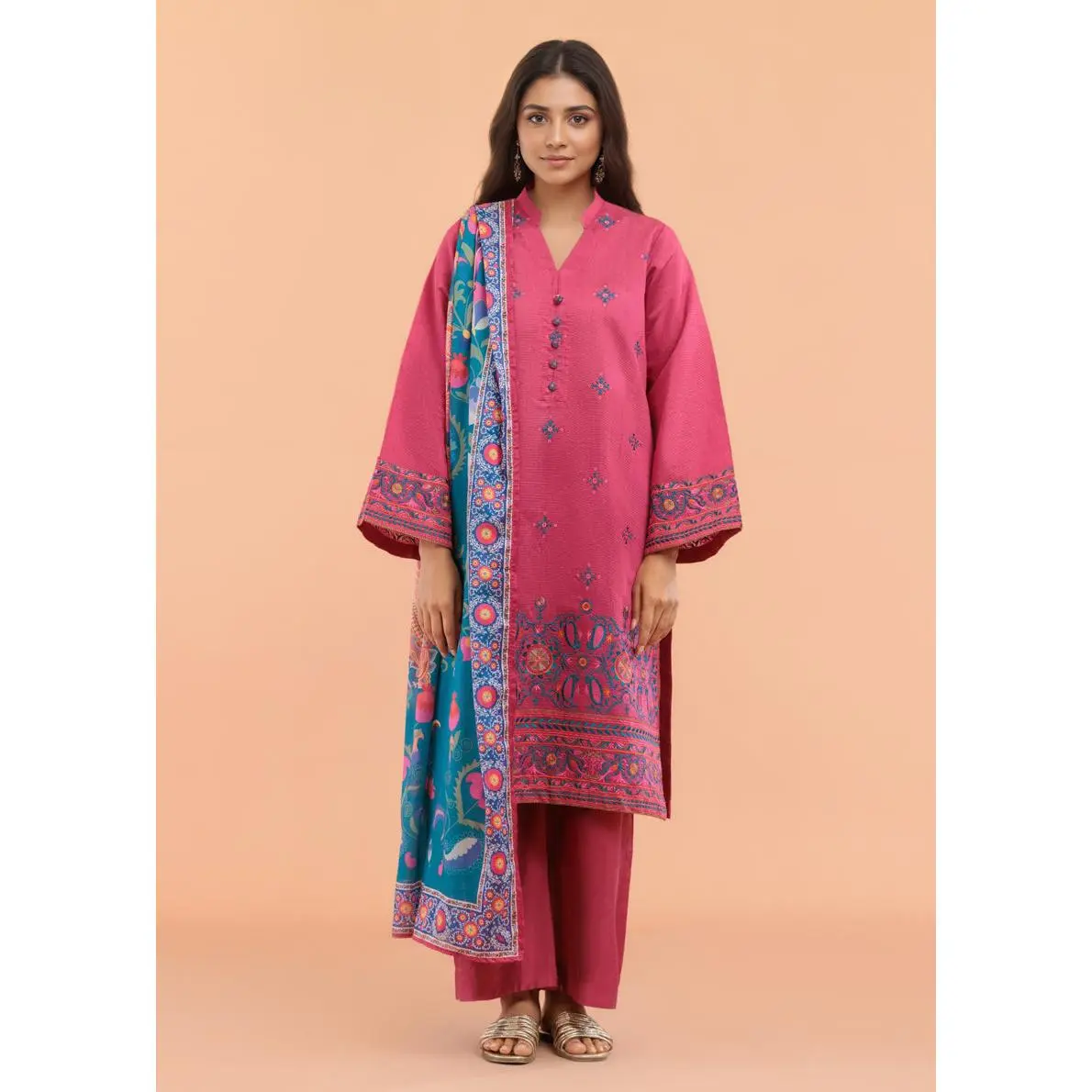 Carmine-Cotton-Silk-3 Piece (WP3PSSW25S10N3) J(133) NY 98