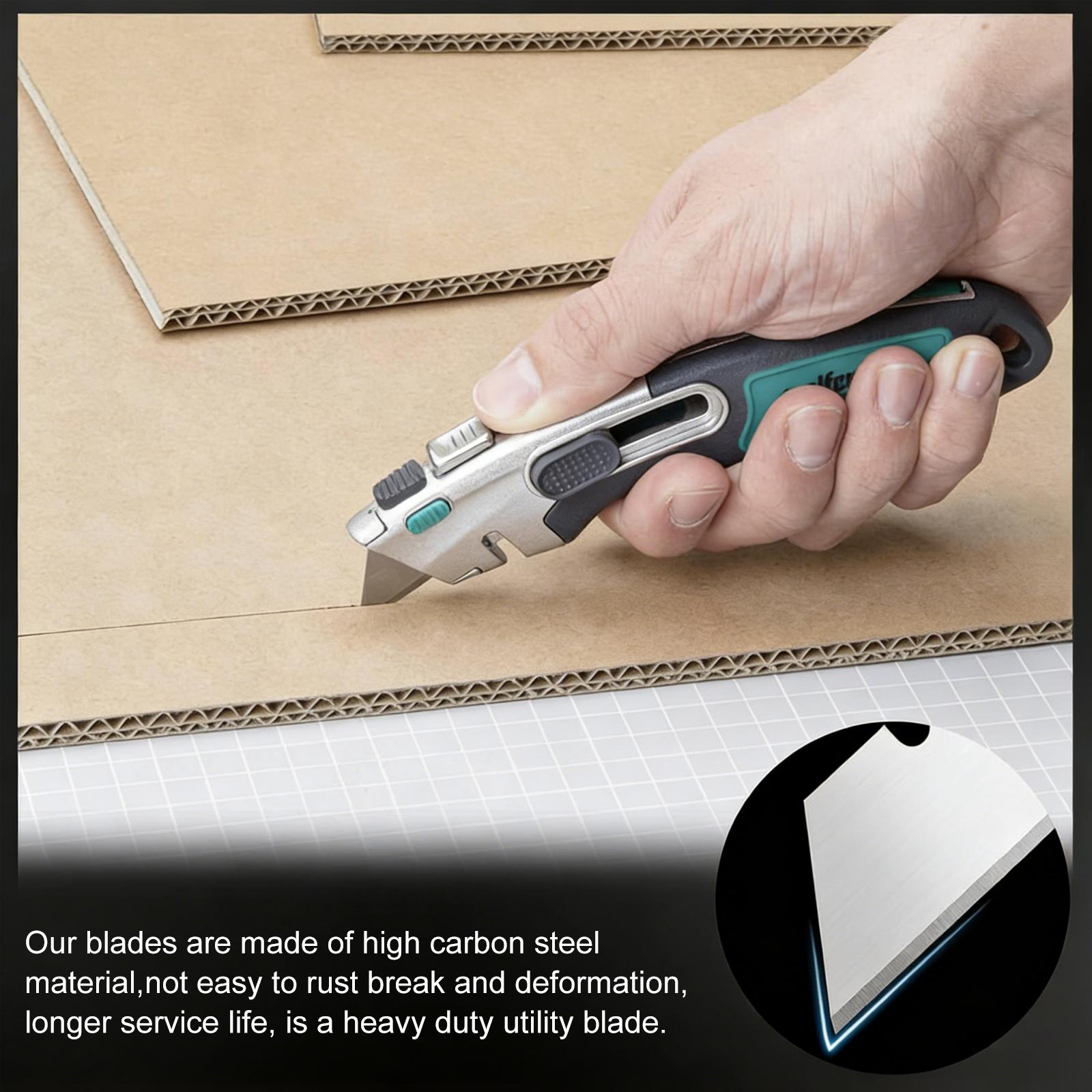 10-piece SK5 Heavy-Duty Blades – Single-hand flip-top box, suitable for most standard utility knives, ideal for warehouse, construction, home DIY, cutting, slicing, and job site use 10-piece SK5 Heavy-Duty Blades – Single-hand flip-top box, suitable for most standard utility knives, ideal for warehouse, construction, home DIY, cutting, slicing, and job site use