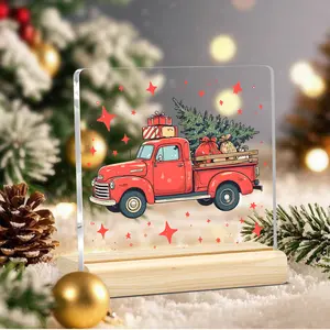 1pc Red Truck, Acrylic Plaque, tabletop sign for dorm or shelf, sweet winter gift for and best friend,christmas decorations, christmas decor home, home decor, room decor, living room decor, bedroom decor, desk decor, office decor,  christmas gifts