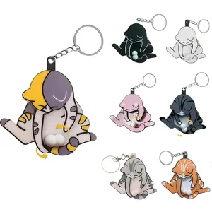 7PCS Adorable Mischief Cat Keychain Set Wiggling Kitty Plays With Rotating Ball Eggs Must Have Toy Gift