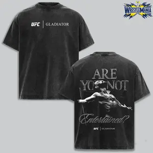 Conor McGregor "Are You Not Entertained?" Vintage UFC T-Shirt, Gladiator Quote Graphic Tee, Double Sided MMA Fighter Shirt, Retro Washed Oversized Cotton Streetwear, Irish Champion Combat Sports Fan Gift