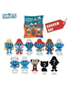 1 PC The Smurfs Officially Licensed  3D Anime Character Blind Bag Keychain Mystery Bulk Bag Clip Pendant One Smurfette And Brainy Or Other Hidden Characters Keyring For Friends For Birthday Christmas Souvenir Collection And Holiday Gifts
