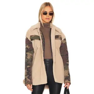 Marissa Webb Augie Quilted Camo Sherpa Parka in Woodland Camo Beige Combo