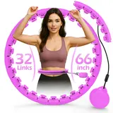 32-Links-Cyan Weighted Hula Circle for Home Gym, Unisex Customizable Detachable 66-in Workout Equipment with Weight Ball, Exercise Gear for Fitness Sessions, Exercise Equipment