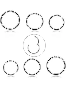 Sleek 3 Pairs Unisex Silvery Piercing Clickers, Body Piercing Jewelry, for Women Men Premium Solid Stainless Steel Jewelry with Reliable Hinged Structure for Multi-functional Facial Ear Ornamentation Minimalist Design