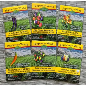 Patio Colors Pepper 6-Pack Seeds - Brilliant Purple, Yellow, Orange and Pastels