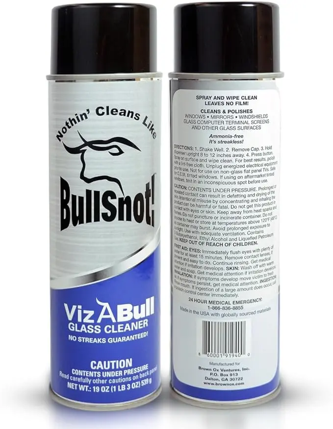 VizABull Glass Cleaner Foam Spray, Streak-Free for Car Windshield, Mirror, Window Cleaning - Heavy Duty for Auto Exterior - Ammonia-Free, No Drip, Quick Dry - 19 Fl Oz, 1 Can