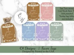 Cielito Lindo Baptism Birthday Cardstock Favor Tags 2.25x3.25inches