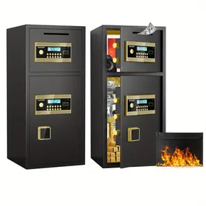 Large Double-door Coin-operated Safe, Digital Security Safe with Keypad and Key, 3.5 Cubic Feet Safe Box with Hidden Code Function for Home, Office and Hotel jewelry box makeuporganizer jewelry organizer