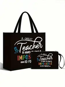 Large Capacity Fashion Handbag, Teacher's Battery Life Print, Includes Makeup Bag and Lining, Perfect Gift for Educators, Teacher Appreciation Day