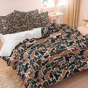 Vintage Hunting Camo Duvet Cover Set, Bedroom Bedding Set, Breathable & Lightweight Bedding for All Seasons, 1 Duvet Cover + 1/2 Pillowcases (No Core), Ideal Gift for Outdoor & Military Aesthetic Lovers
