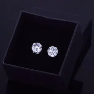 [ICE HUE]18K Gold Vacuum Plated Copper with 5A+ Sri Lanka 6mm/8mm Zircon Earrings Miami Italy Mexico & Micro Inspired for Women & Men Luxury Jewelry,Daily Wear,Casual Fashion,Gift Idea,,Classic,Hip Hop,Simple,Sporty Style
