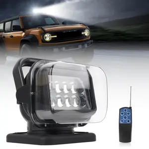 LED Spotlight for Truck,Remote Search Light Auto-Reset 360 Rotating Boat Spot Light for Marine Offroad Pickup SUV UTV Hunting Go Outdoor,6 Strong Magnets 50W 5000lm 12V 24V