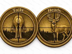Heads or Tails Challenge Coin, Cowboy Hunting Commemorative coin, Americana Collectible Keepsake, 250th Anniversary 4th of July Coin Gifts for Dad, Hunters, Dog Lovers